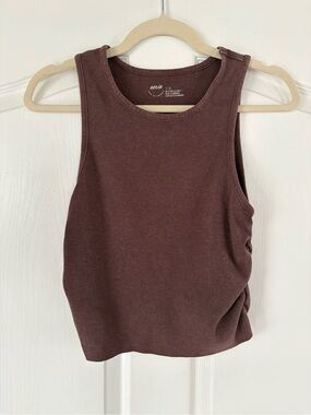 aerie Ribbed Scoop Neck Tank Top - Dark Brown